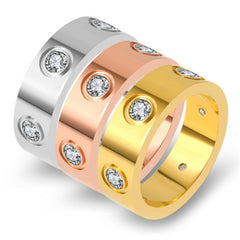 Trendy Stainless Steel Rose Gold Color Love Ring for Women Men Couple