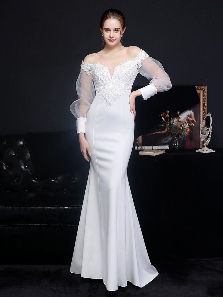 White Bridesmaid Dresses: Beading Wedding Dress Women See through Tulle