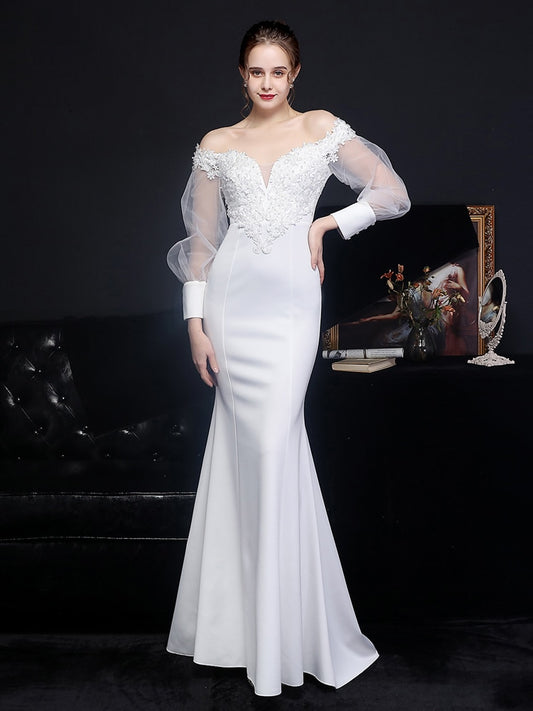 White Bridesmaid Dresses: Beading Wedding Dress Women See through Tulle