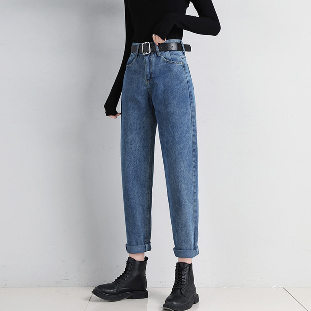 Mom Jeans Women's Plus Size Loose High Waist Denim Pants Vintage BF Style