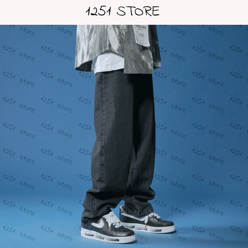 Straight Jeans men White Loose Denim Trousers neutral Streetwear