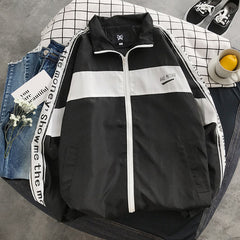 Hip Hop Spring Jackets Men Windbreaker Patchwork Autumn Loose Casual Jacket