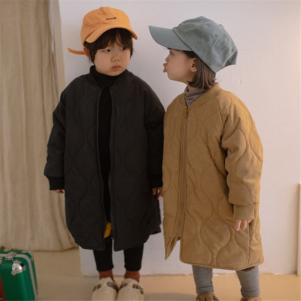 winter children fashion casual mid-length quilted coats boys and girls