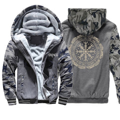 Winter Thick Mens Hoodies Viking Printing Male Jacket Hip Hop Brand