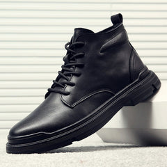 Genuine Leather Shoes Men Autumn Winter Boots Warm Plush
