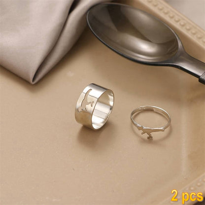 Trendy Gold Butterfly Rings For Women Men Lover Couple Rings Set