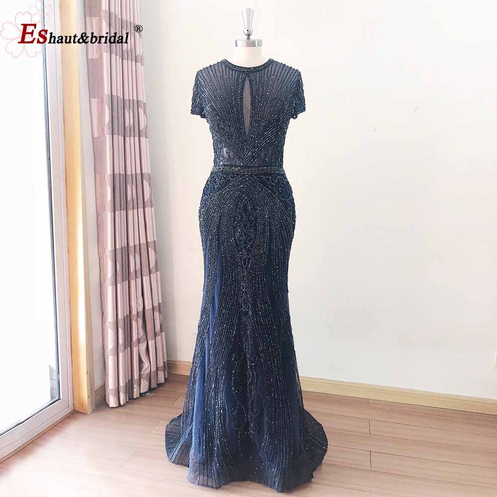 Evening wear Dresses: Wedding Evening Night Dresses Short Sleeves O Neck Beading