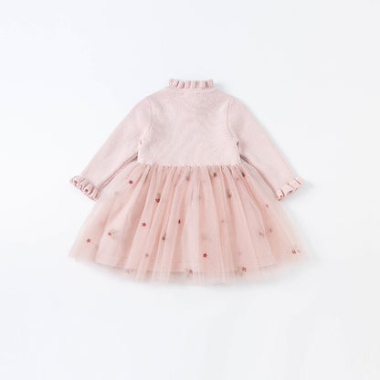 winter baby girl cute bow stars mesh sweater dress children fashion party dress