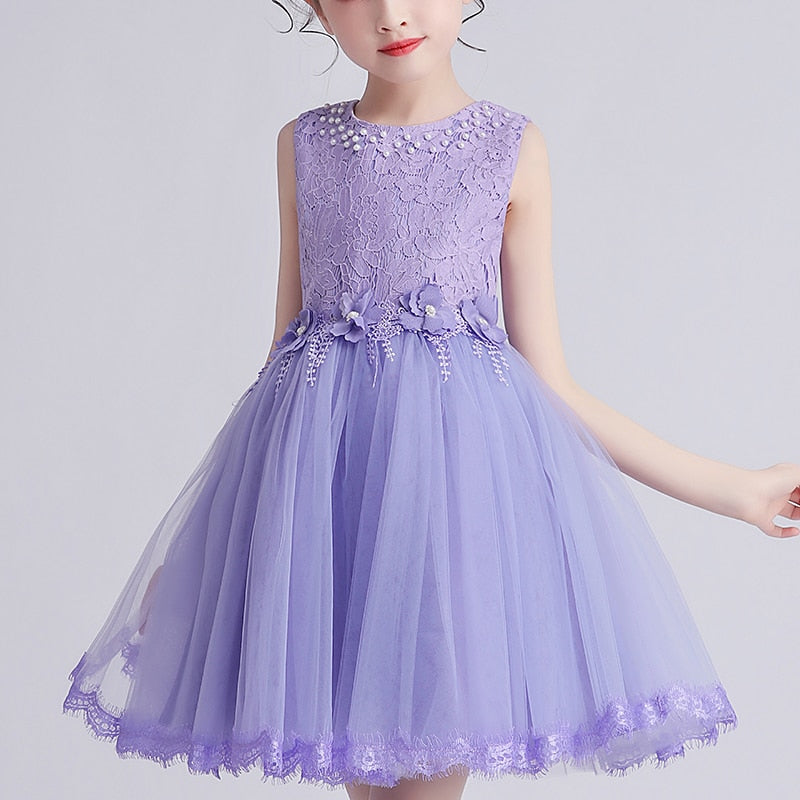 Kids Girls‘ Dress Wedding Party Clothes Flower Beading Gown Princess Summer