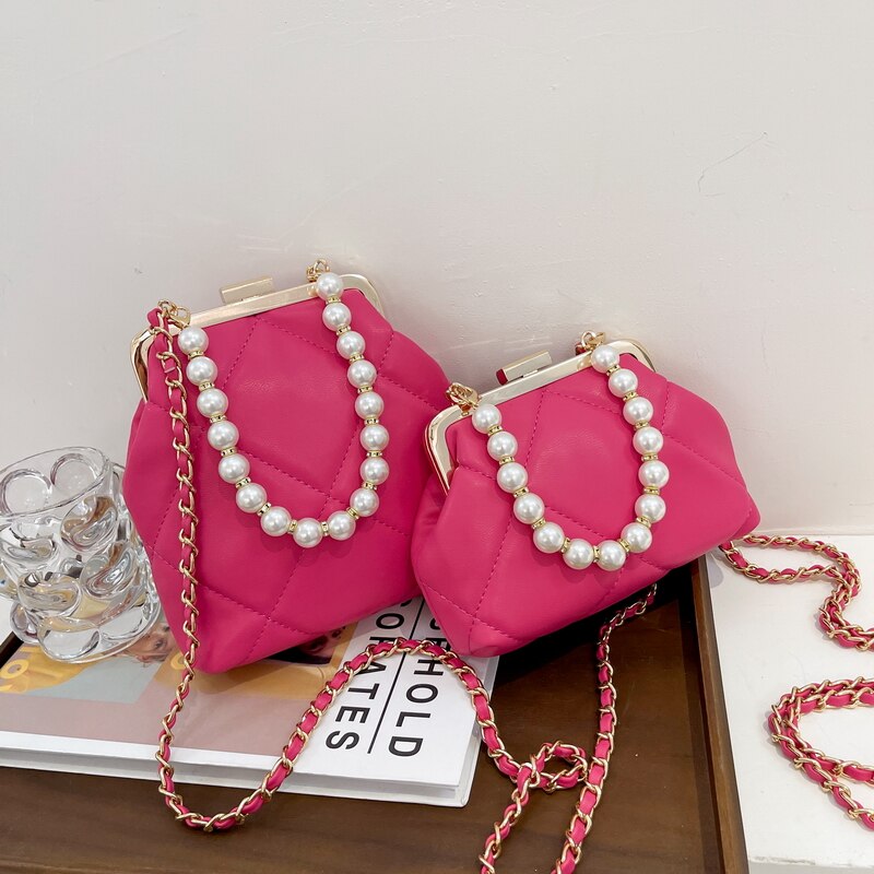 Women Party Clutch Wedding Crossbody Bag Totes Stylish Pearl Clip Bag