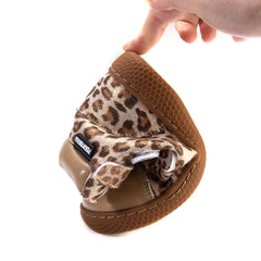 Leopard boots kids shoes for girl ankle shoes soft bottom leather boot