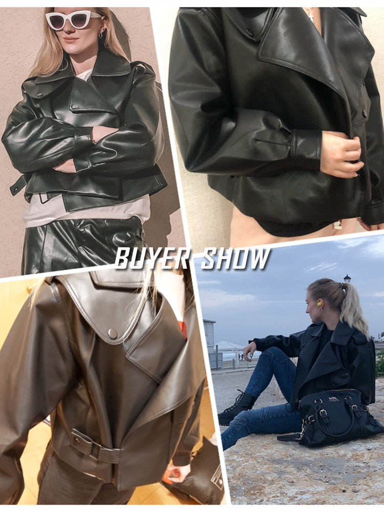 Winter Autumn Women's Leather Wallet Jacket