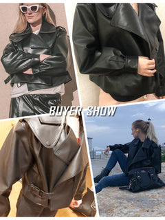 Winter Autumn Women's Leather Wallet Jacket