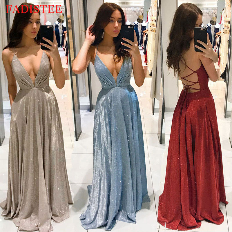 Homecoming Dresses: Prom Dress Deep V-neck Formal Evening Gowns Party