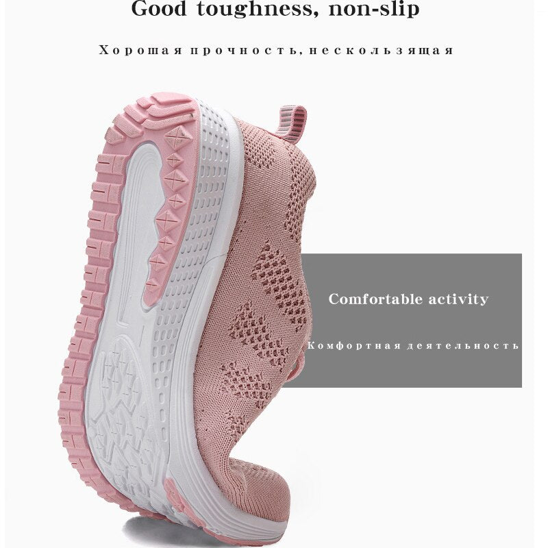 Women Shoes Flats Fashion Casual Ladies Walking Basket Lace-Up Mesh Breathable