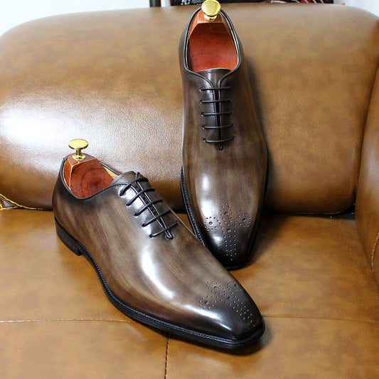 Mens Oxford Dress Shoes Genuine Leather Calfskin