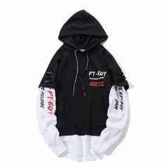 Hoodies Men Letter Print Hooded High Street Pullover Sweatshirt Men