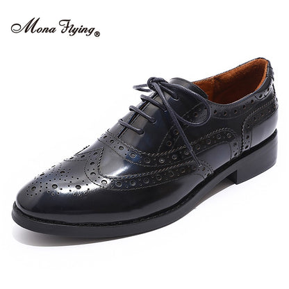 Mona Flying Women Genuine Leather Oxfords Shoes Handmade Leisure