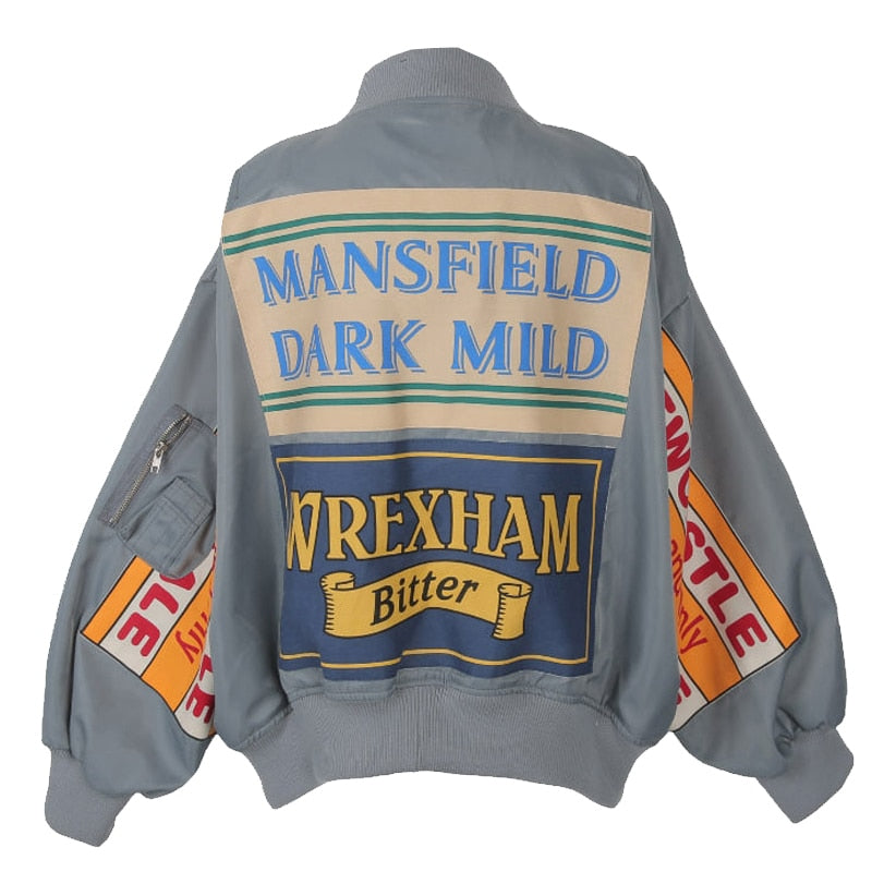 Spring Jacket Women Windbreaker Coat Patch Designs Harajuku Loose Bomber