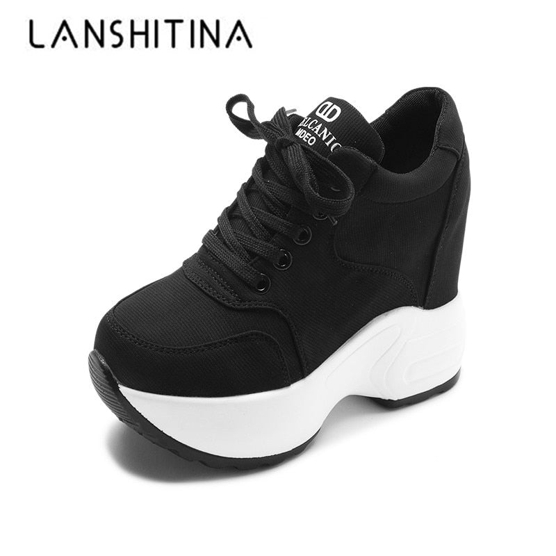 Women Sneakers Mesh Casual Platform Trainers Chunky Shoes 10CM Heels