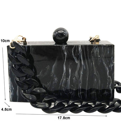 Marbling Art Pattern Acrylic Wallet Round Handle Evening Bags Women Clutch