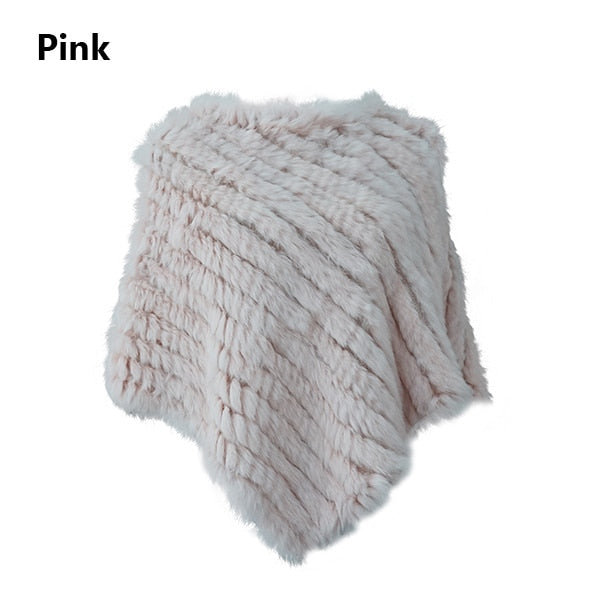 Real Fur Knitted Natural Fur Poncho Vest Fashion Wrap Coat Shawl