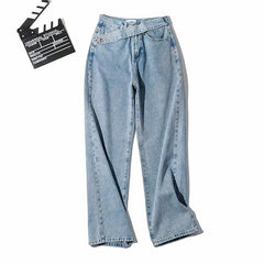 Casual Fashion Straight Denim High Waist Jeans Women Pants