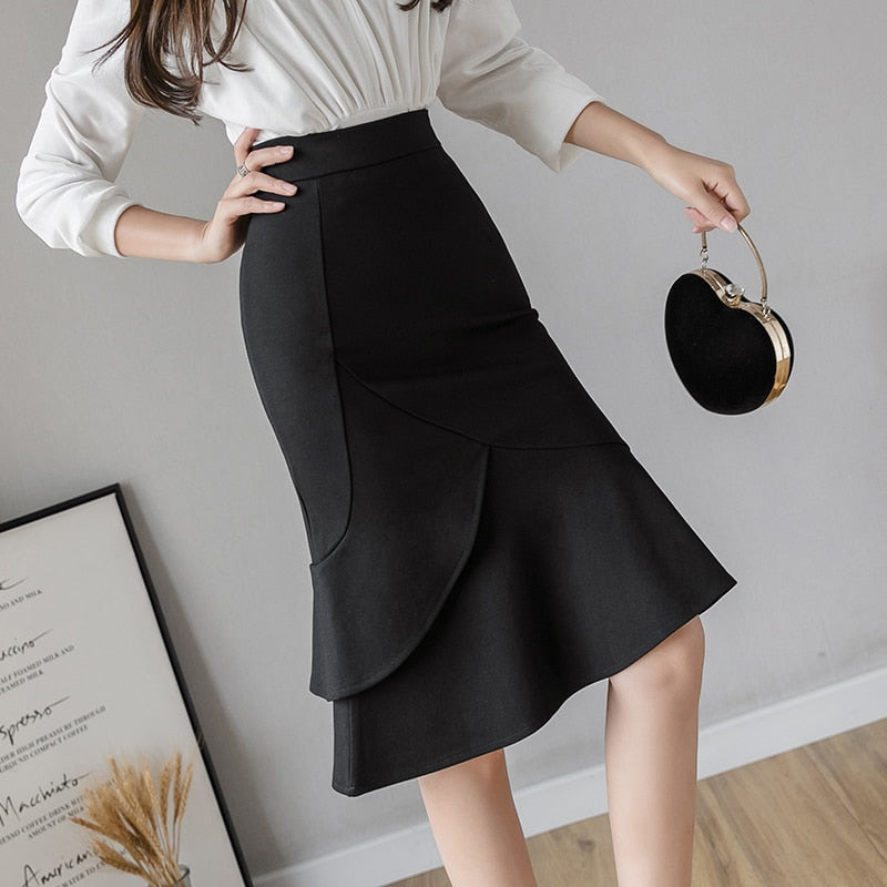 Oversized Long Black Skirt Women Fashion High Waist Bodycon Bridal Skirts