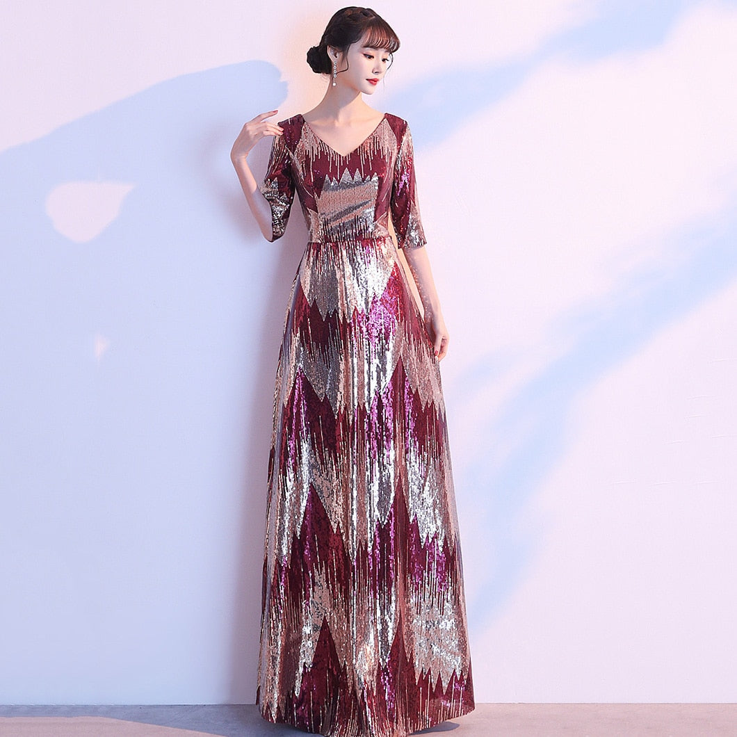Evening wear Dresses: Long Evening Dress Elegant Zipper Women Party Dresses