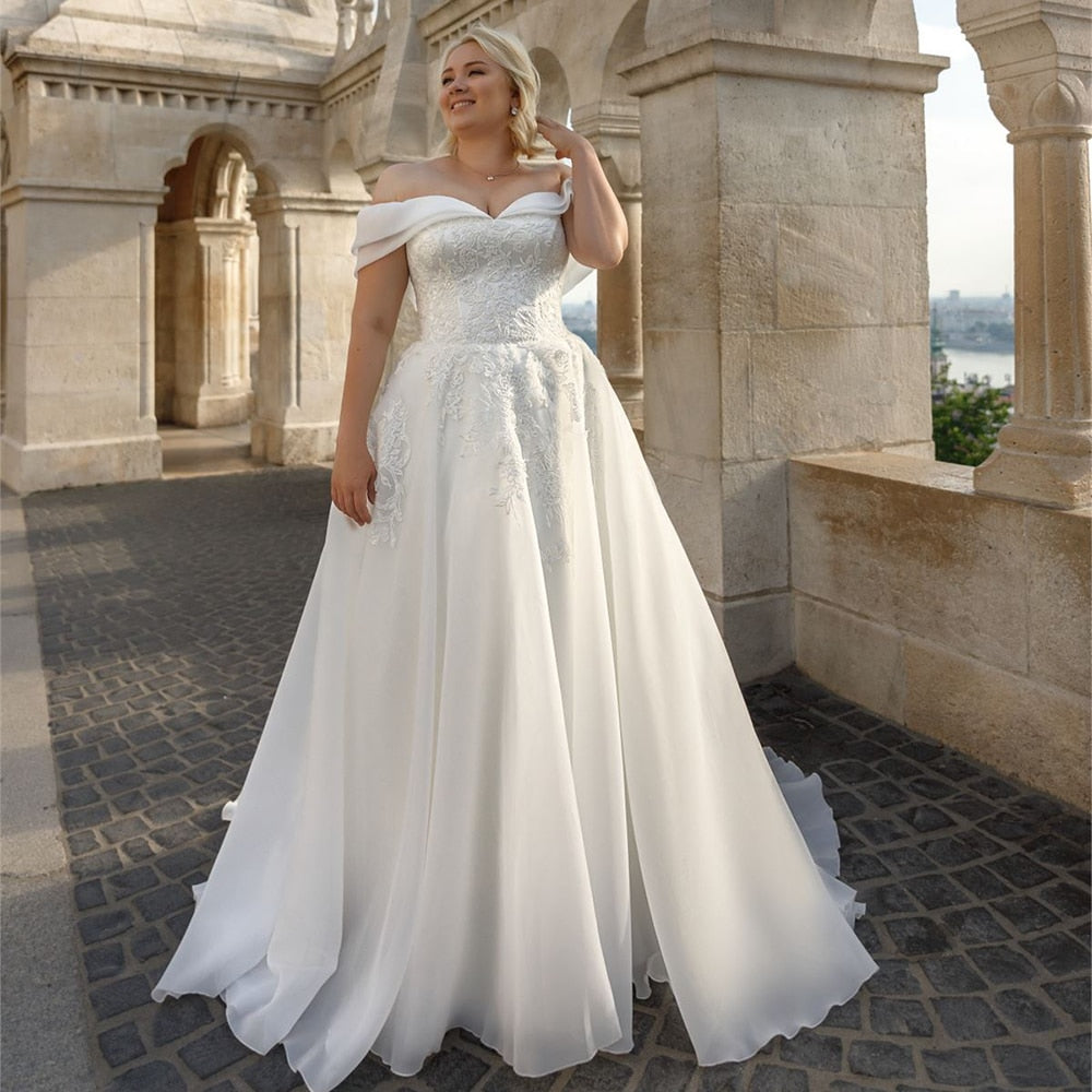 Wedding Dress Plus Size Elegant Off The Shoulder