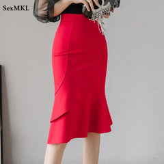 Oversized Long Black Skirt Women Fashion High Waist Bodycon Bridal Skirts