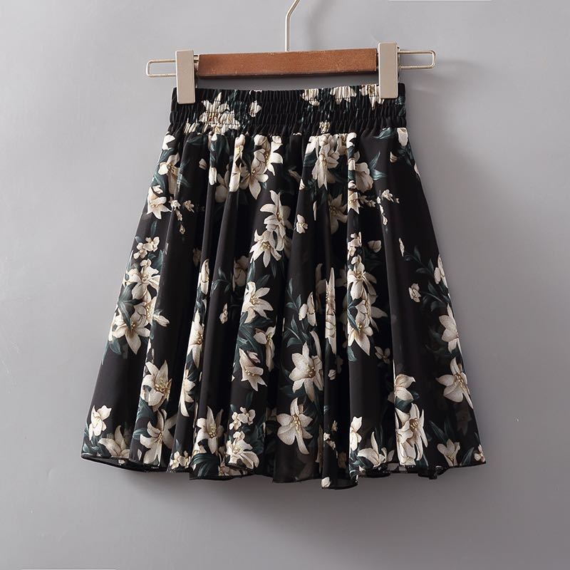 summer big swing skirt high waist chiffon A-line short skirt umbrella skirt
