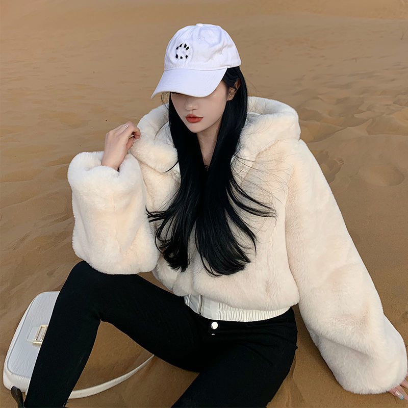 High Quality Furry Cropped Faux Fur Coats and Jackets Women Fluffy Top Coat