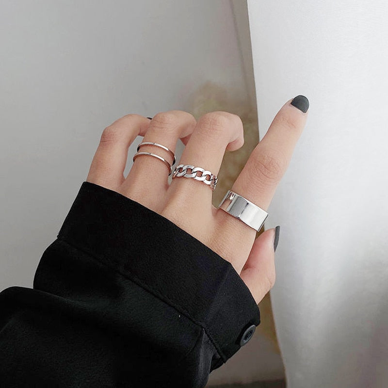 Punk Metal Geometry Circular Punk Rings Set Opening Index Finger