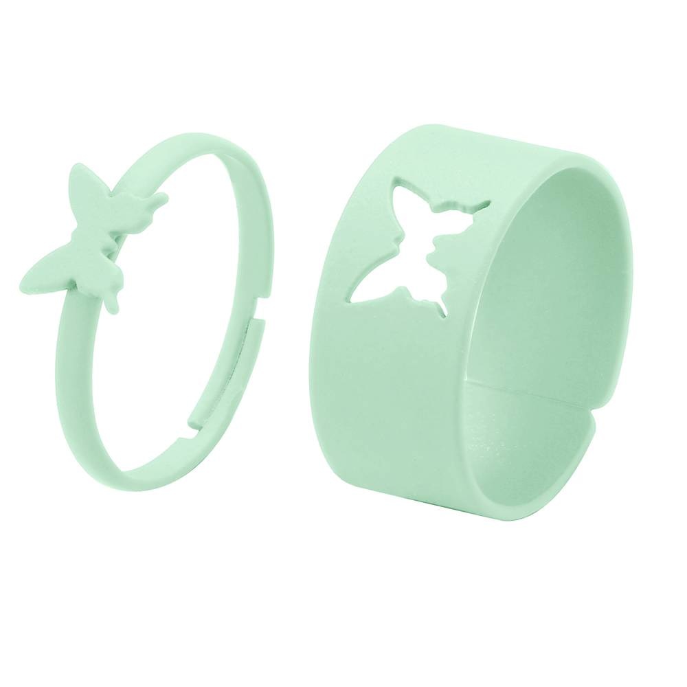 Punk Colorful Snake Butterfly Lover Couple Rings Set For Women Men