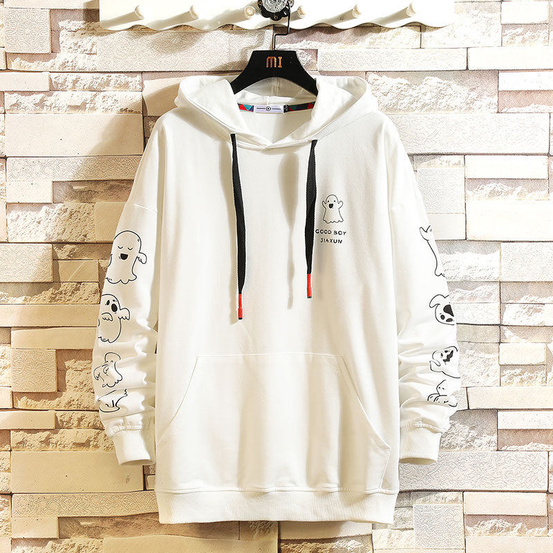Fashion Black White Sweatshirt Men Hip Hop Long Sleeve Pullover Hoodies