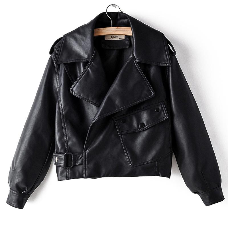 Autumn Women Faux Leather Jacket Pu Motorcycle Biker Red Coat