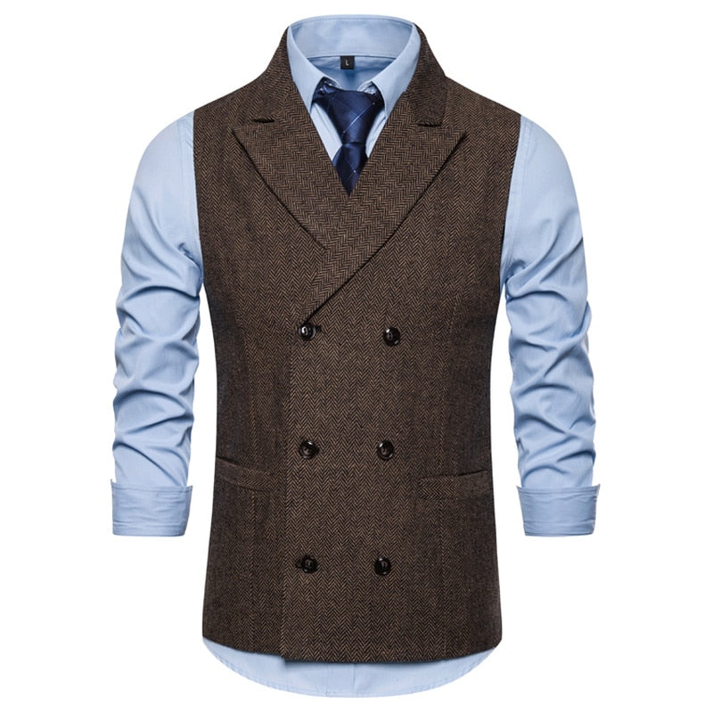 Vest Men Double Breasted Suit Vests Men Mens Sleeveless Suit Vest Waistcoat