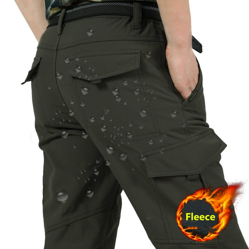 Winter Thick Fleece Warm Stretch Causal Pants Men Military SoftShell Waterproof