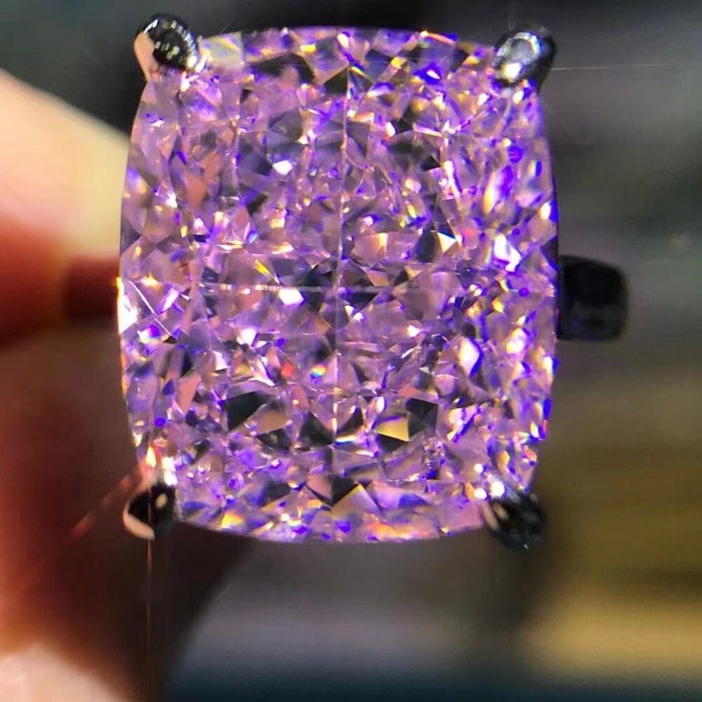 Solid 925 Sterling Silver 3EX Cushion Cut 8CT VVS Pink Created