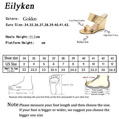 Pu Leather Women Slippers Summer Open Toe Wedge Sandals Ladies High Heels