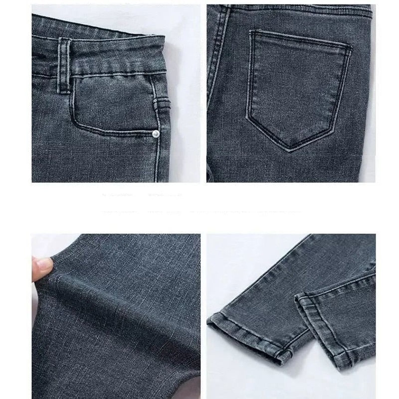 Women Jeans Autumn Elastic Pencil Trousers High Waist Ladies Tight Clothing
