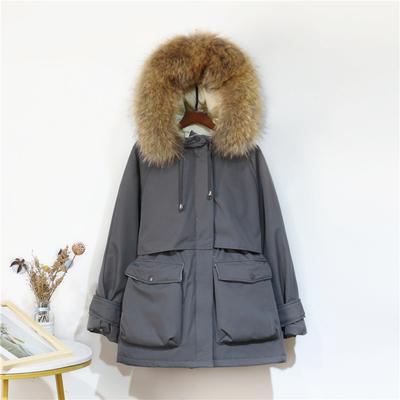 Winter Jacket Women Large Natural Fur White Down Coat