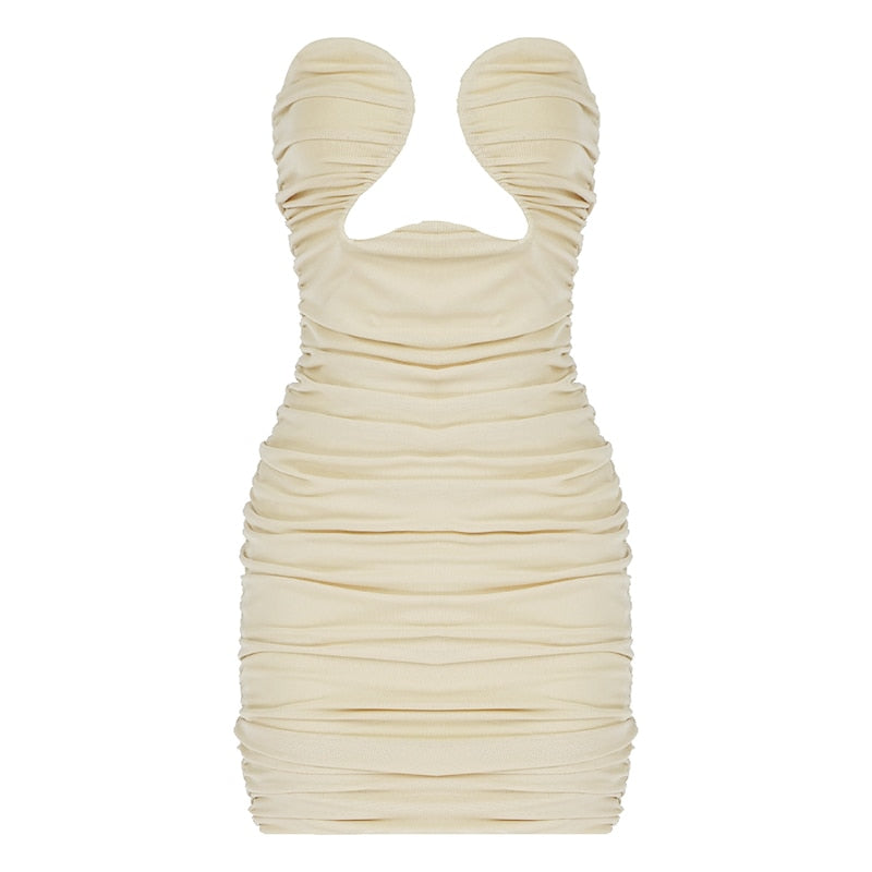 Trendy Draped Design Strapless Sleeveless Celebrity