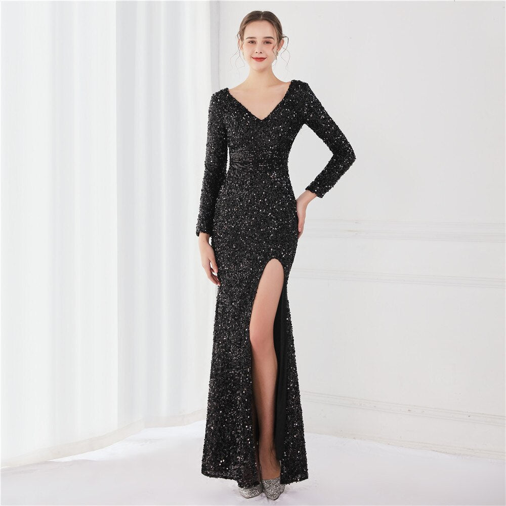 Homecoming Dresses: Sequined Prom Dresses Long Emerald Green
