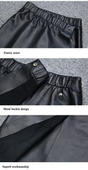 Minimalist Women Leather Skirts Feminine Japanese Harajuku Elastic Waist