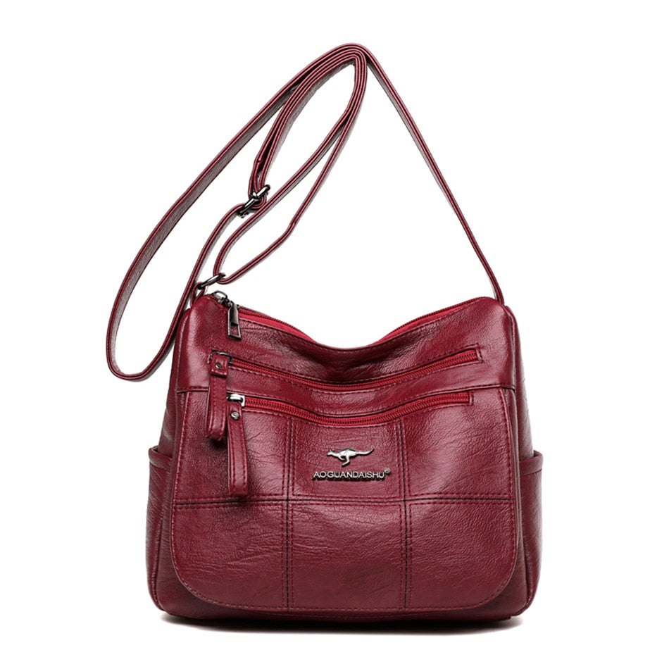 Many Pockets Shoulder Crossbody Bags for Women Brand Leather