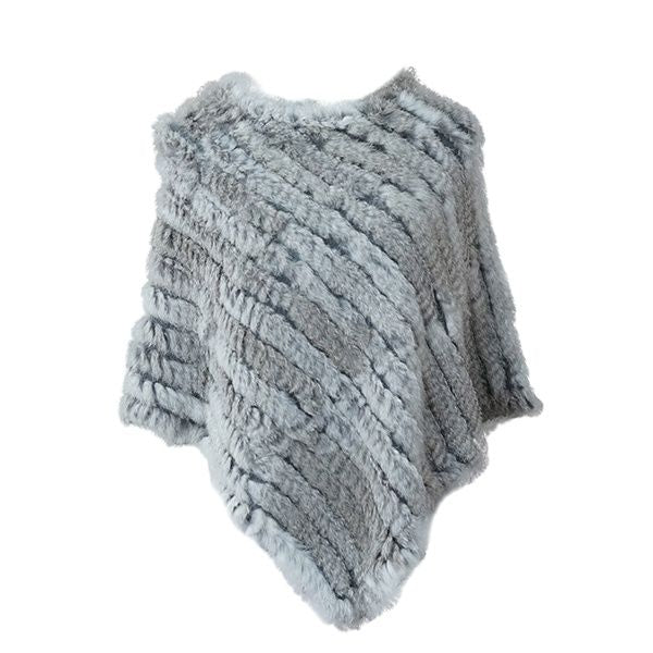 Real Fur Knitted Natural Fur Poncho Vest Fashion Wrap Coat Shawl