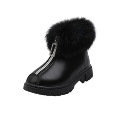 Children Unisex Solid Furry Boots for Boys Girls Korean Style Winter Warm Kids