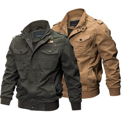 Plus Size Military Bomber Jacket Men Spring Autumn Casual Multi-pocket